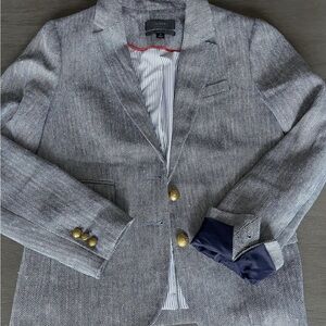 J. Crew Blazer Dalton Herringbone 
Blue Academia office preppy brass 00